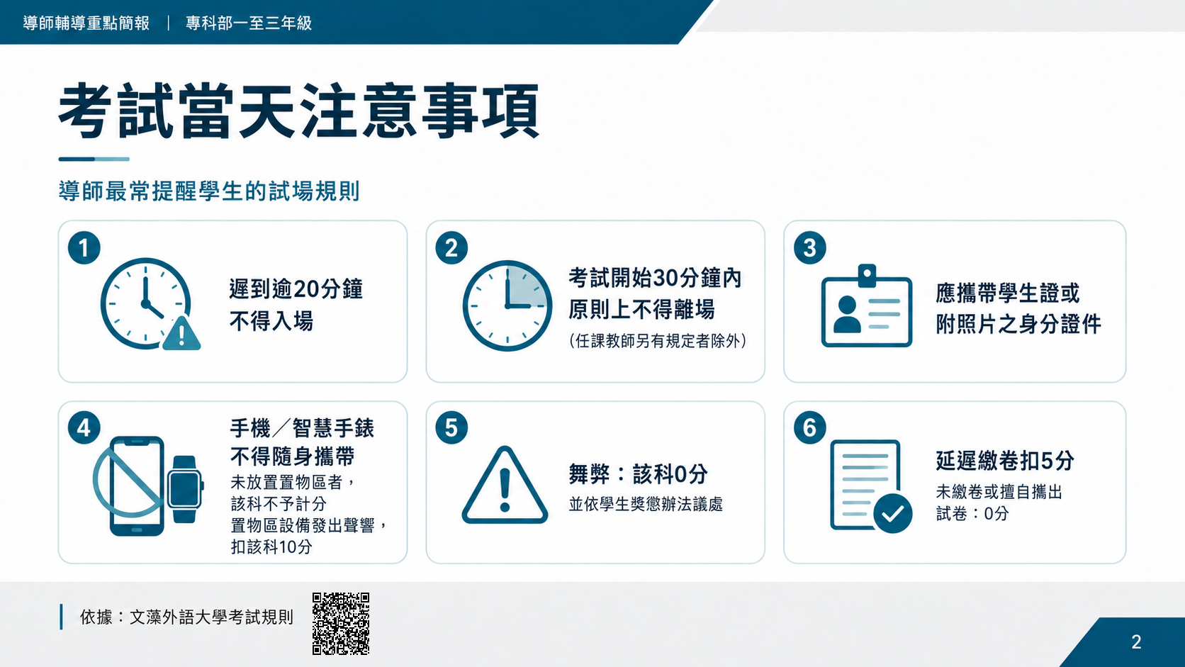考試當天注意事項